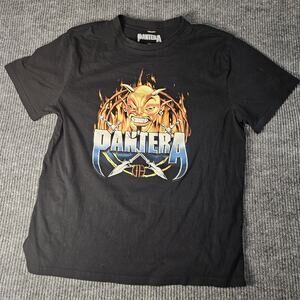 Pantera Shirt Mens 2XL Black Devil Flames Graphic Band Tee Heavy Metal Rock